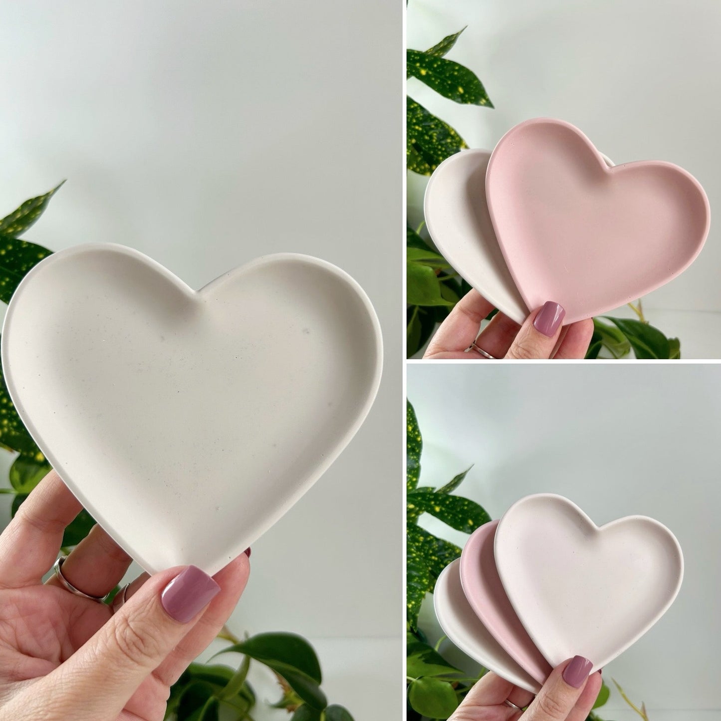 A pair of heart shaped trays